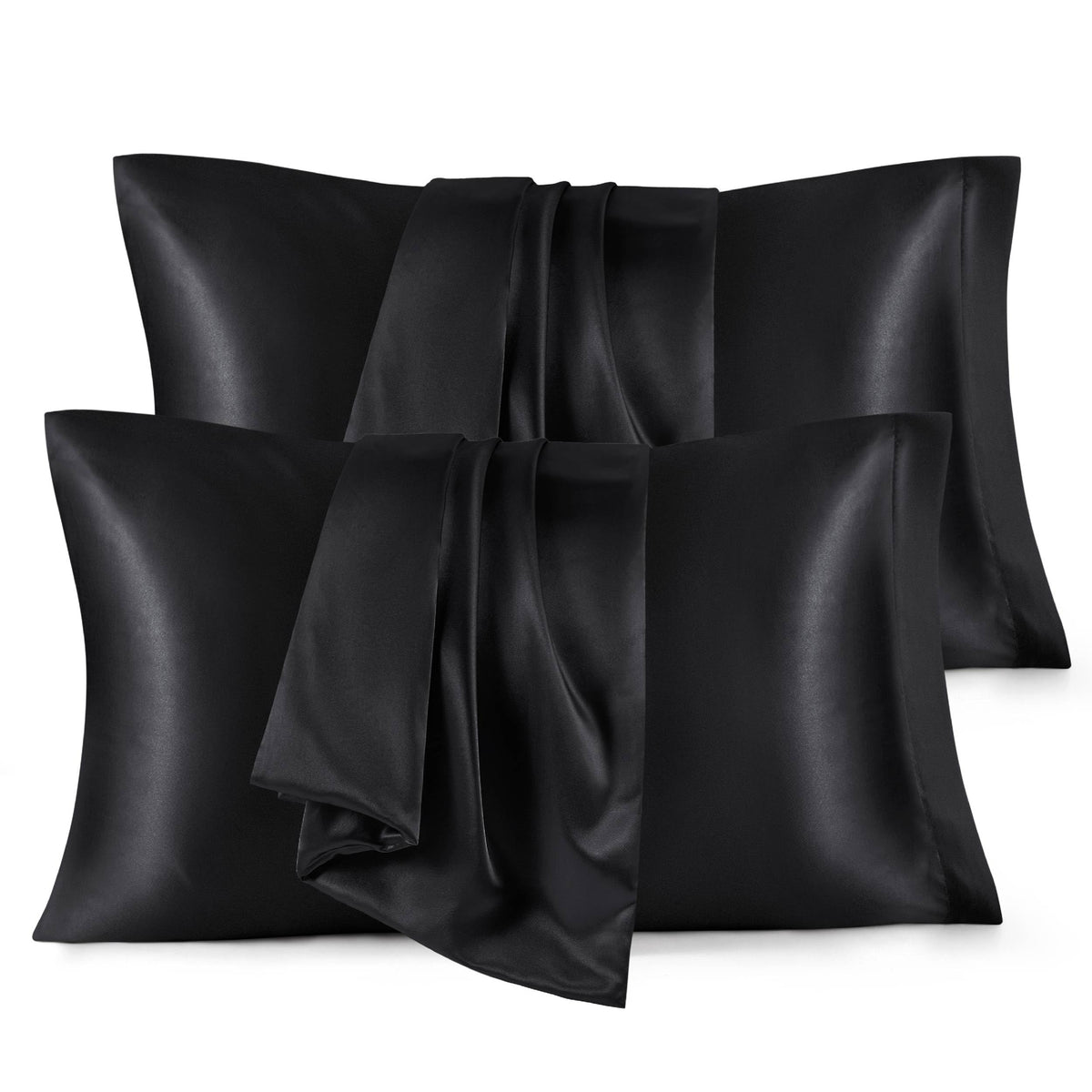 Bedsure King Size Satin Pillowcase Set Of 4 - Black Pillow Covers For Hair And Skin 20X36 Inches With Envelope Closure, Similar