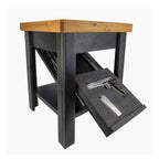 American Furniture Classics Gun Concealment Nightstand End Table, Chic Black with Honey Top