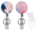 Retractable Badge Reel With Plastic Sleeve Card Holder Heavy Duty Metal Badge Holder With Belt Clip Key Ring For Name Card Keych