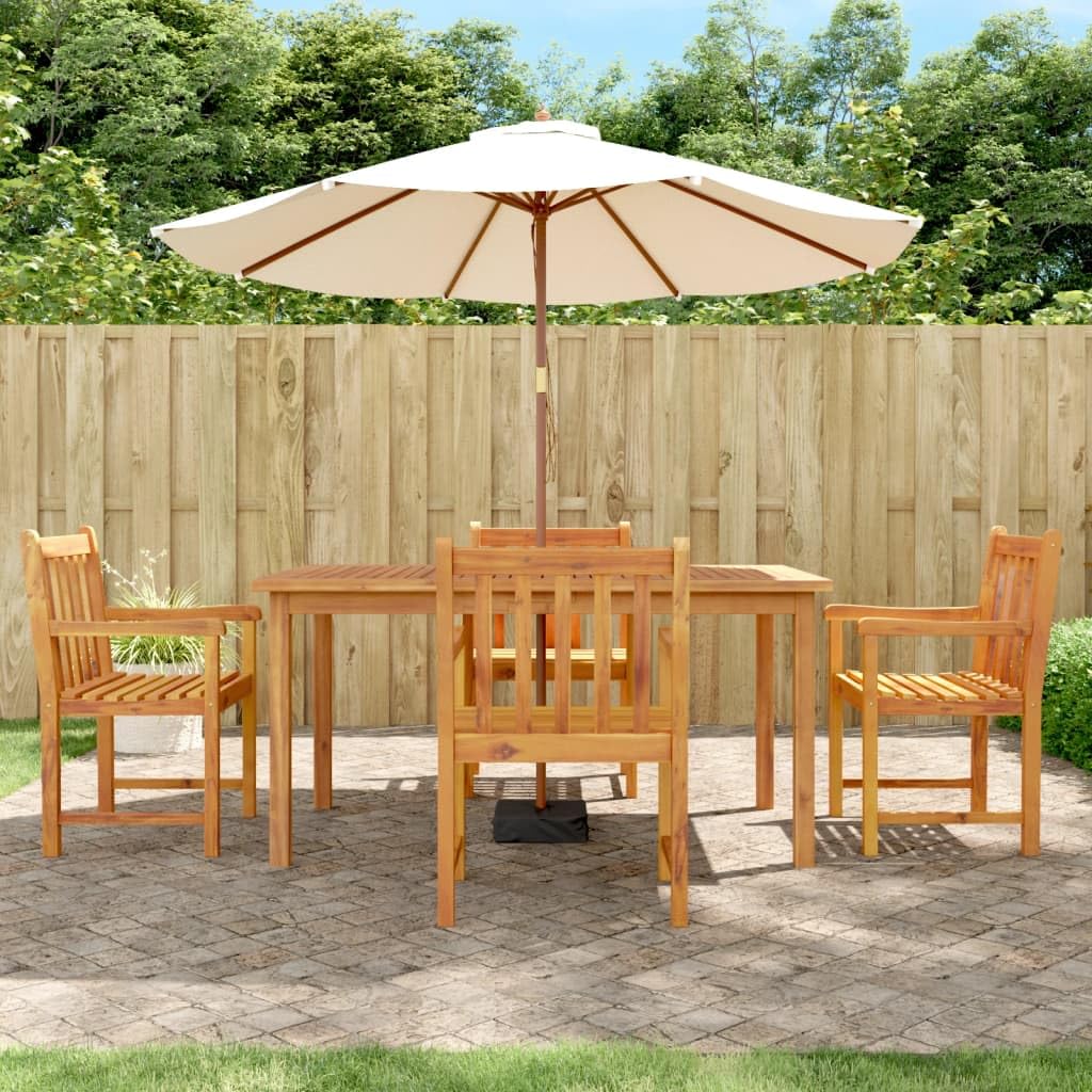 vidaXL 5 Piece Garden Dining Set - Comfortable Outdoor Seating with Solid Acacia Wood, Rectangular Table, 4 Chairs, Ideal for Patio, Deck, Garden Use