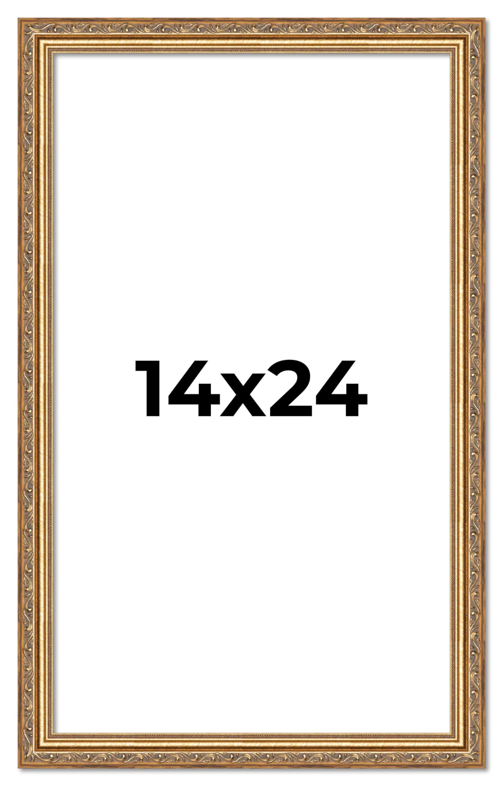 Poster Palooza 14x24 Frame White Solid Pine Wood Picture Frame | UV Acrylic, Foam Board Backing & Hanging Hardware