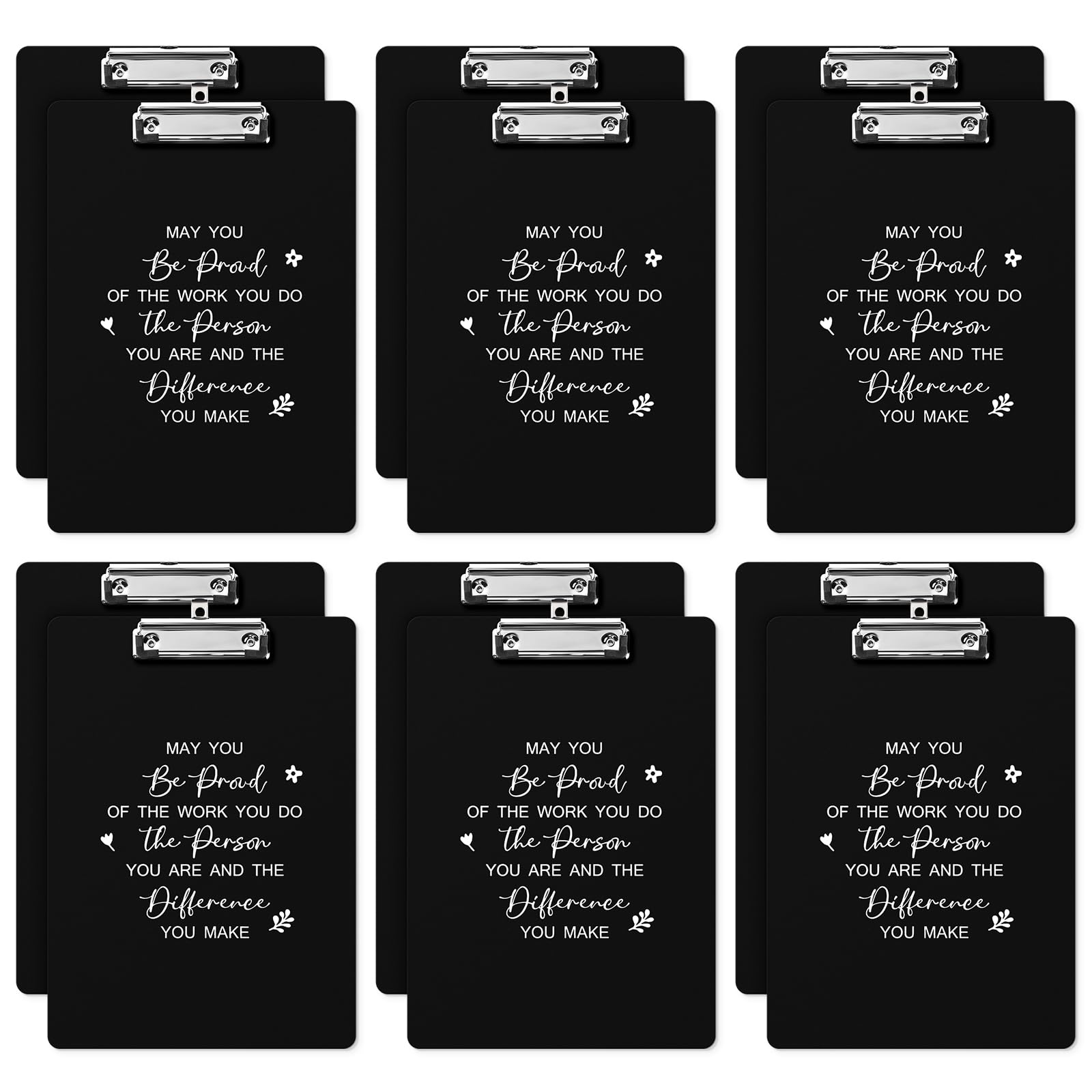 Thenshop 12 Pcs Back To School Teacher Gifts Inspirational Employee Appreciation Gifts Black Plastic Clip Boards With Low Profil
