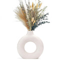 CEMABT White Donut Vase Hollow Ceramic Vase for Flowers Handmade Minimalist Boho ins Style Modern Home Decor for Wedding Dinner 