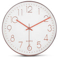 Bernhard Products Rose Gold Wall Clock 12 Inch Silent Non-Ticking Quality Quartz Battery Operated Easy to Read Decorative Modern