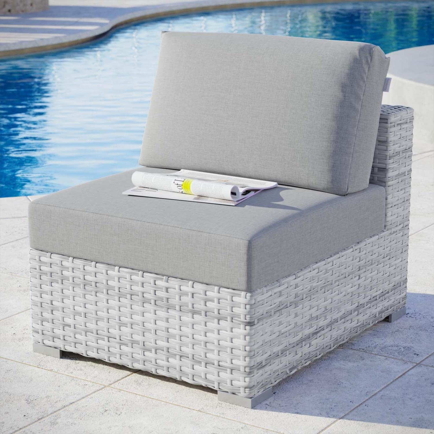Modway EEI-4298-LGR-GRY Convene Outdoor Patio Chair Armless, Light Gray Gray