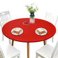 Newisher Round Fitted Table Cover Spandex Stretch Tablecloth Red Table Top Cover With Elastic Edged For Dining Picnic Patio 60 I
