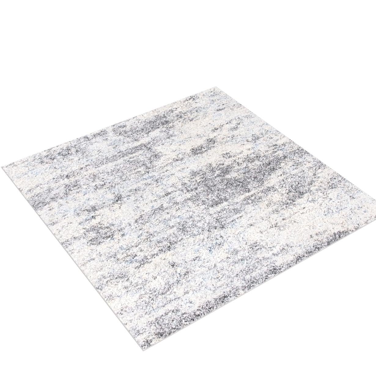 Safavieh Berber Shag Collection Area Rug - 8' Square, Grey Blue & Cream, Modern Abstract Design, Non-Shedding & Easy Care, 1.2-I