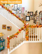 4 Packs Artificial Fall Leaves Garland, 5.9Ft/Pieces Autumn Maple Leaves Mantle Garland Hanging Vines For Home Decor Wedding Hal
