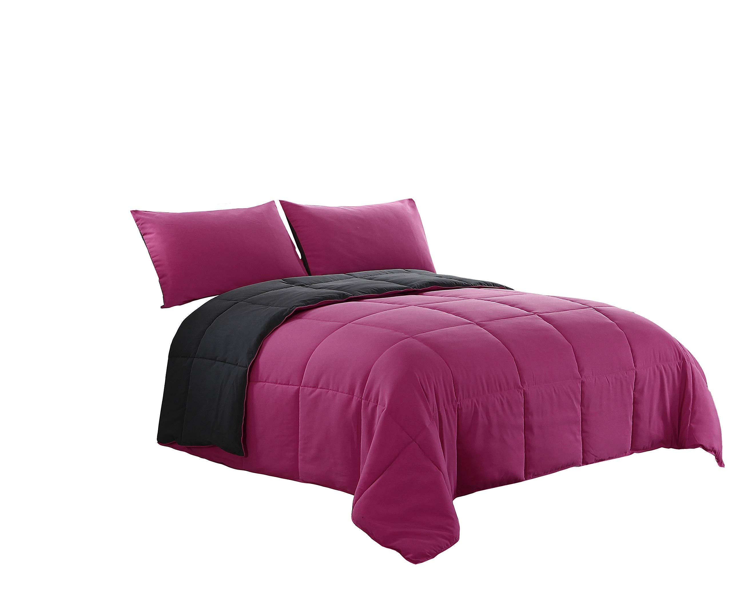 Pink/Grey King Size 3Piece Reversible Down Alternative Comforter Set By Cozy Beddings