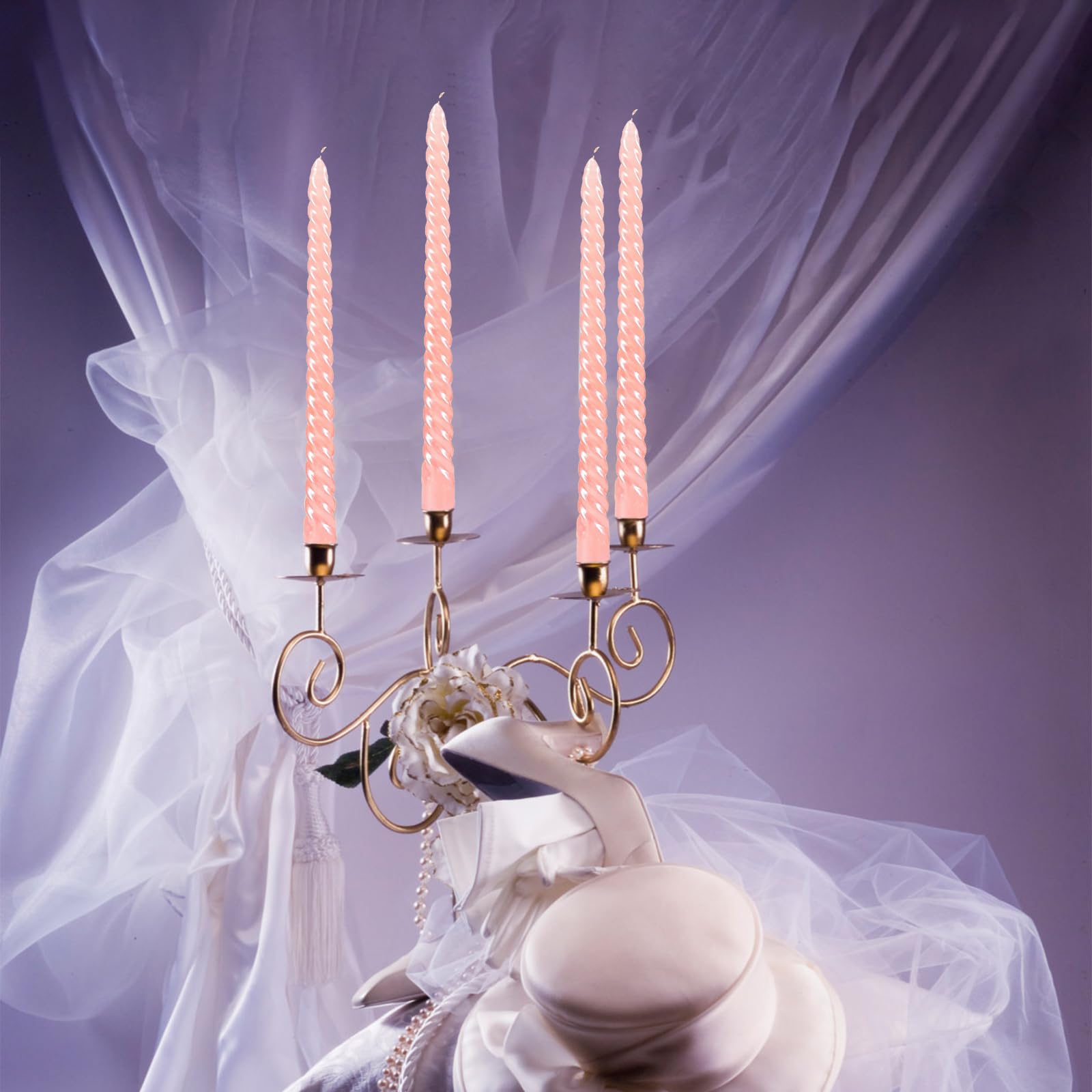 Berkebun Pink Taper Candles 10 Inch -Set Of 4 Tapered Candles, Long Candle,Tall Candlesticks, Home Dinner, Party, Wedding, Hallo