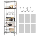 Homefort 6-Shelving Unit, Adjustable Wire Shelving, Metal Wire Shelf With Shelf Liners And Hooks For Kitchen, Closet, Bathroom, Laundry, Black,21' W X 11' D X 69' H