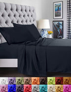 Elegant Comfort 1500 Premier Luxury Hotel Quality Super Soft Wrinkle Free And Fade Resistant 4-Piece Bed Sheet Set, Full, Black