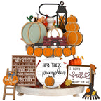 1 Set Fall Tiered Tray Decor Set Autumn Pumpkin Leaves Rustic Farmhouse Decor Thanksgiving Fall Decor Autumn Harvest Decorative 