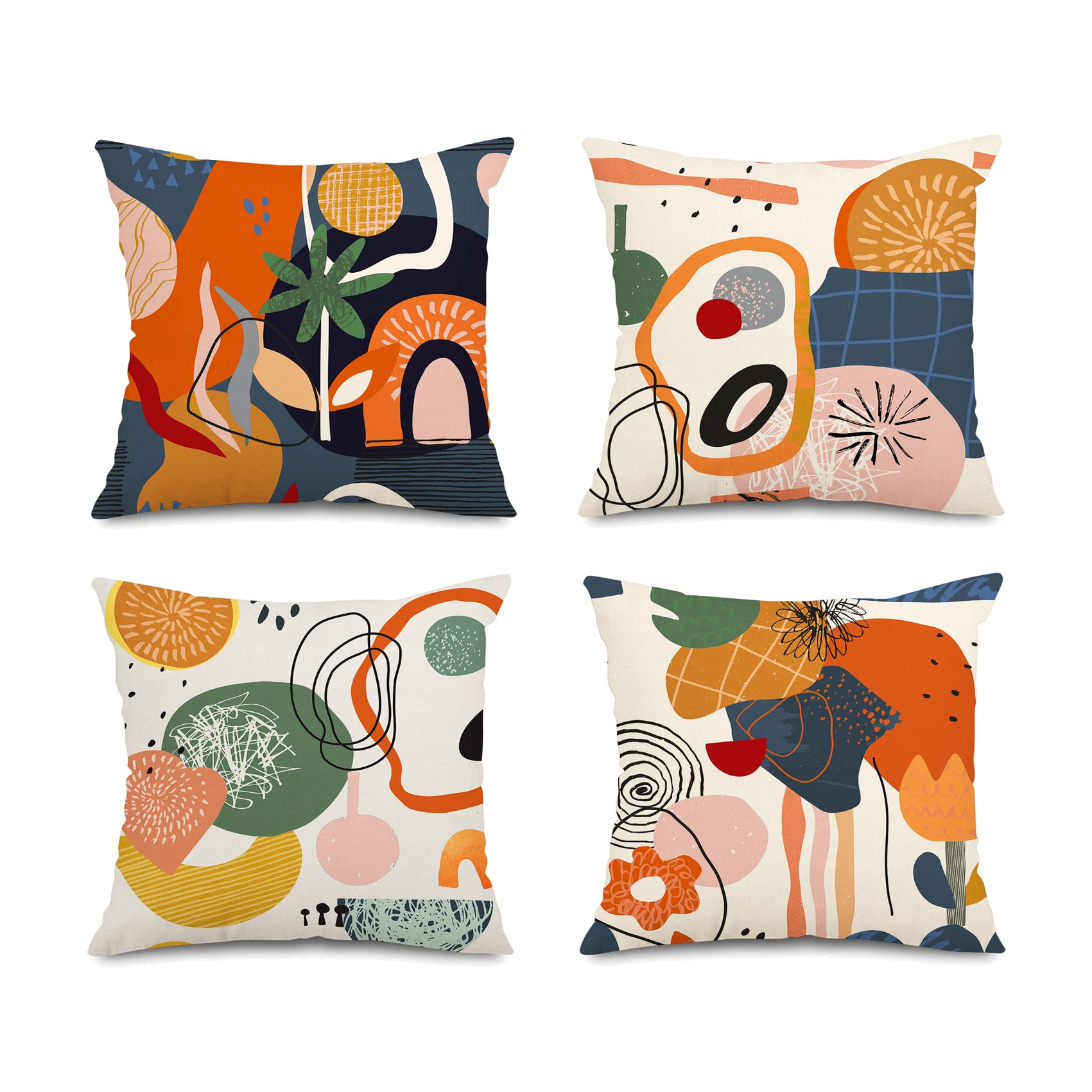 Jartinle Abstract Art Colorful Mid Century Modern Throw Pillow Covers 20X20 Fall Boho Floral Geometric Minimalist Pillow Covers