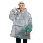 Fiosnow Glow in the Dark Dinosaur Fossil Blanket Hoodies for Women and Men Adult Oversize Wearable Blanket Hoodies for Soft and 