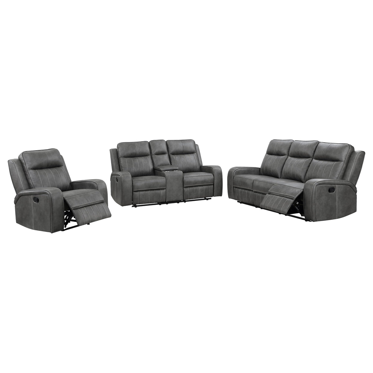 Coaster Home Furnishings Raelynn 3-Piece Upholstered Motion Reclining Sofa Set Grey