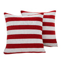 Sunday Praise Set Of 2 Soft Chenille Decorative Patriotic Throw Pillow Covers July 4Th Stripe Accent Square Cushion Cover Case S