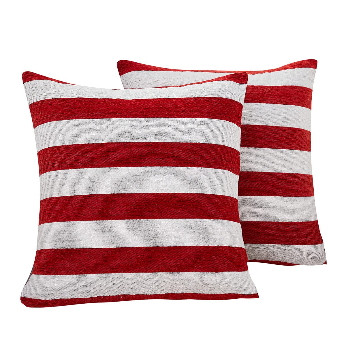 Sunday Praise Set Of 2 Soft Chenille Decorative Patriotic Throw Pillow Covers July 4Th Stripe Accent Square Cushion Cover Case S