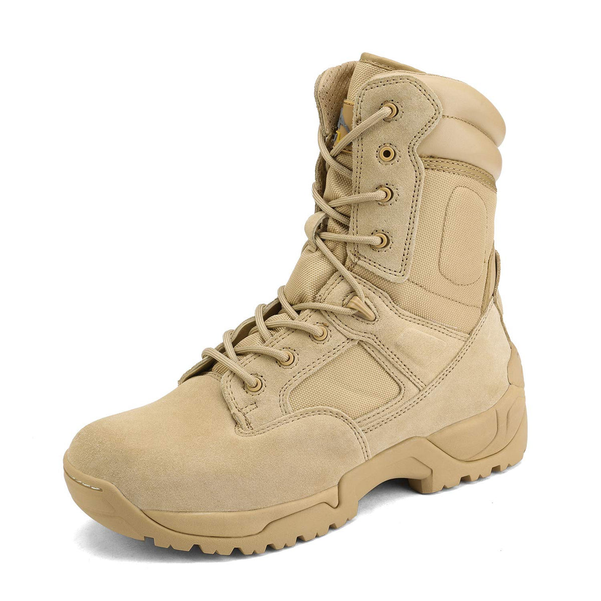 Nortiv 8 Mens Military Tactical Work Boots Side Zip Hiking Motorcycle Combat Boots Sand 75 Wide Response-W