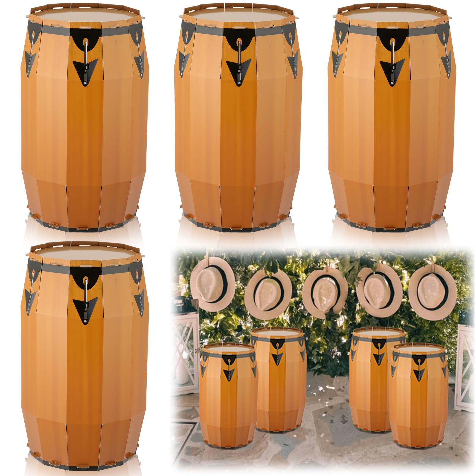 AceOrbit 4 Pcs Havana Night Party Decoration 15.7 Inch Cuban Party Decorations Large Cardboard Conga Supplies Puerto Rican Summe