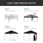 Best Choice Products 10X10Ft Easy Pop Up Canopy W/Side Wall, 10 Pockets, Portable Carrying Case, 1-Button Setup, 4 Weight Bags - Black