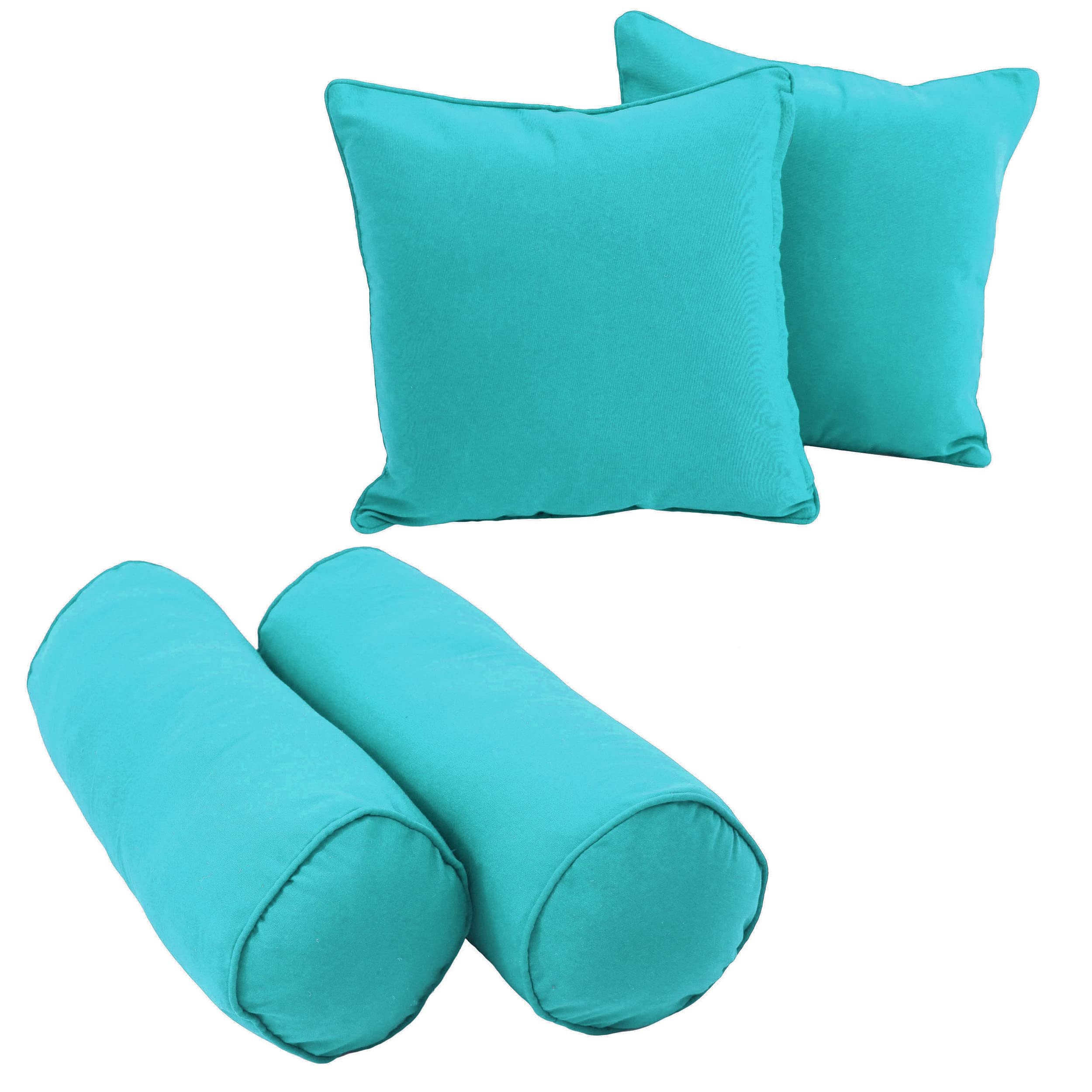 Blazing Needles Corded Twill Throw Pillows (Set Of 4), Aqua Blue