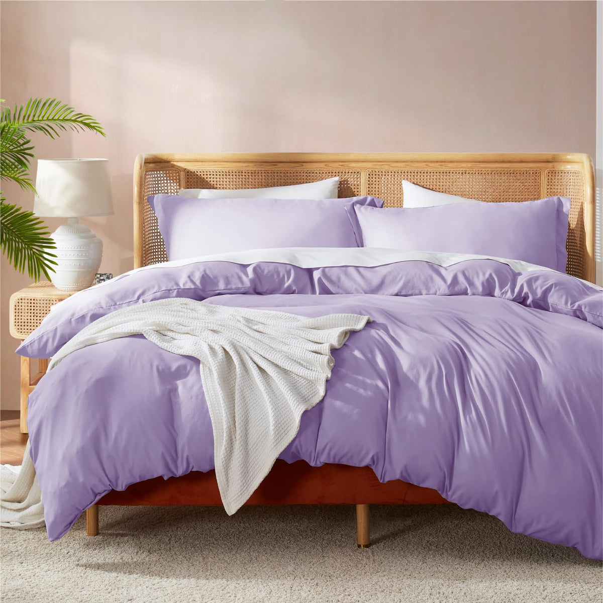 Nestl Lavender California King Duvet Cover Sets - Soft Double Brushed Cal King Duvet Cover, 3 Piece, With Button Closure, 1 Duve