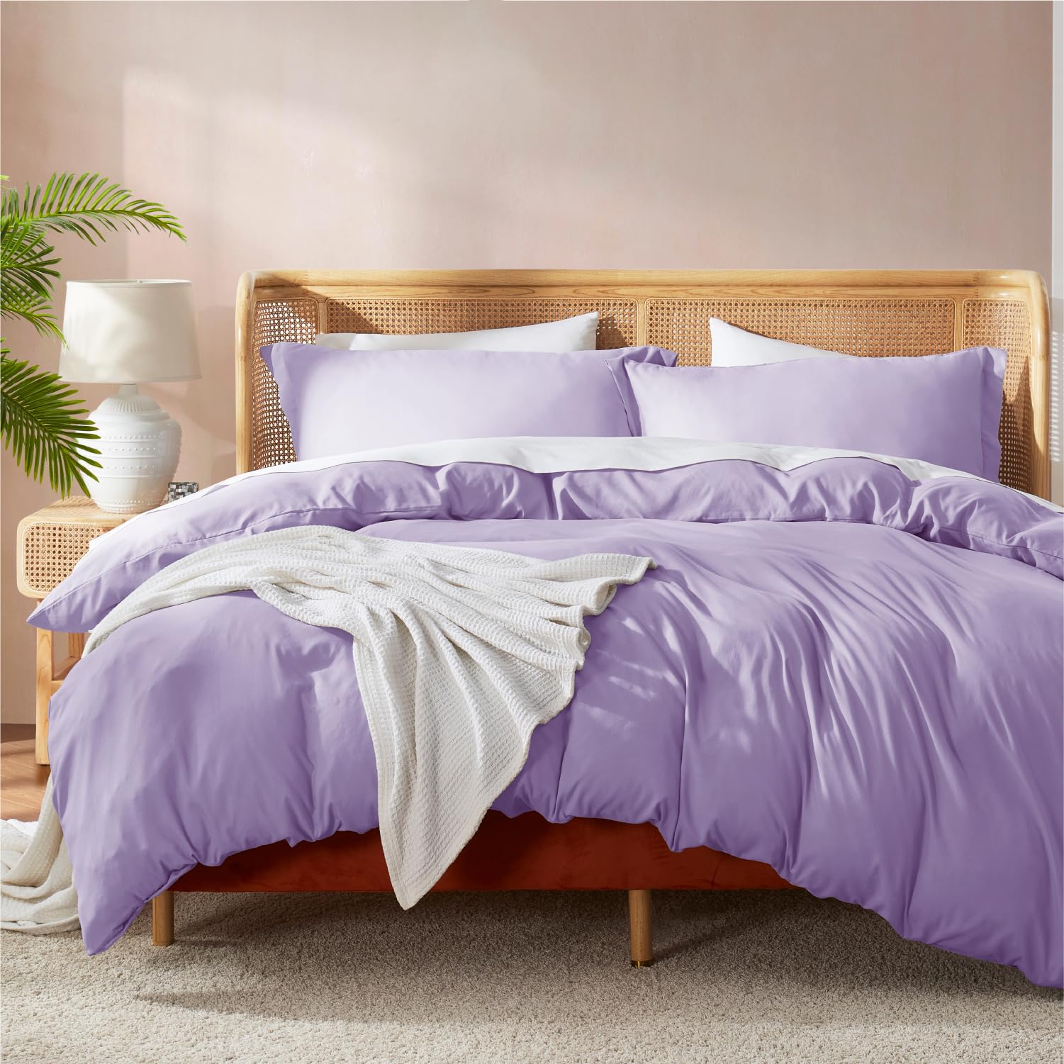 Nestl Lavender Duvet Cover Queen Size - Soft Double Brushed Queen Duvet Cover Set, 3 Piece, With Button Closure, 1 Duvet Cover 9