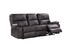 Madrona Burke Zoey Dark Graphite 84" Power Sofa with Dual Recliners, Microsuede Upholstery, and USB Charging Station