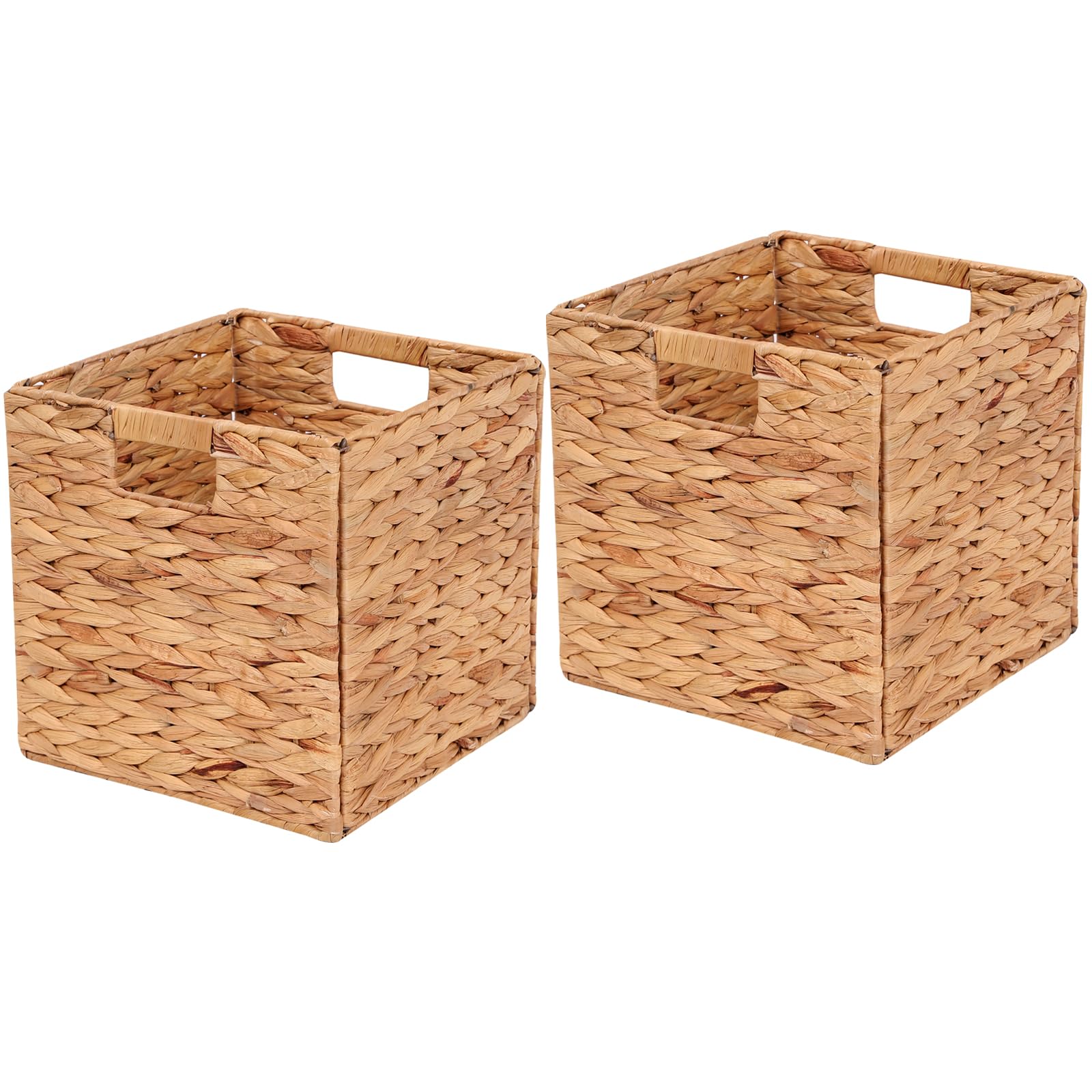 LYJWOO6D Wicker Storage Cubes Wicker Storage Baskets Rectangular Laundry Organizer Totes for Shelves,Foldable Handwoven Water Hy