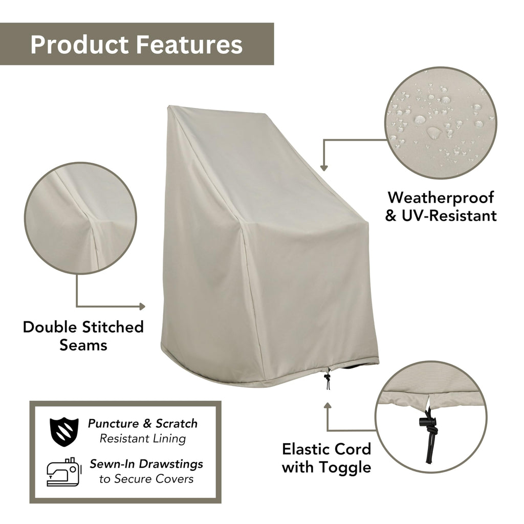 Shine Company Weatherproof Outdoor Rocking Chair Cover Set Of 2, 100% Woven Polyester, Elastic Cord With Toggle, Gray, 2-Pack