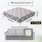 Newwiee 12 Pcs Patio Stretch Sofa Cushion Covers Outdoor Cushion Cover Replacement Couch Slipcover Sofa Seat Cover Flexibility Chair Cushion Cover Porch Patio Furniture Protector (Gray,Moroccan)