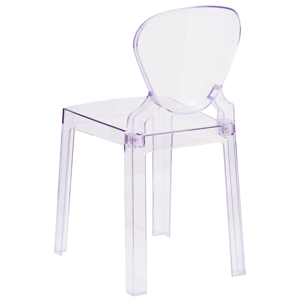 Flash Furniture Theo Ghost Chair with Tear Back in Transparent Crystal