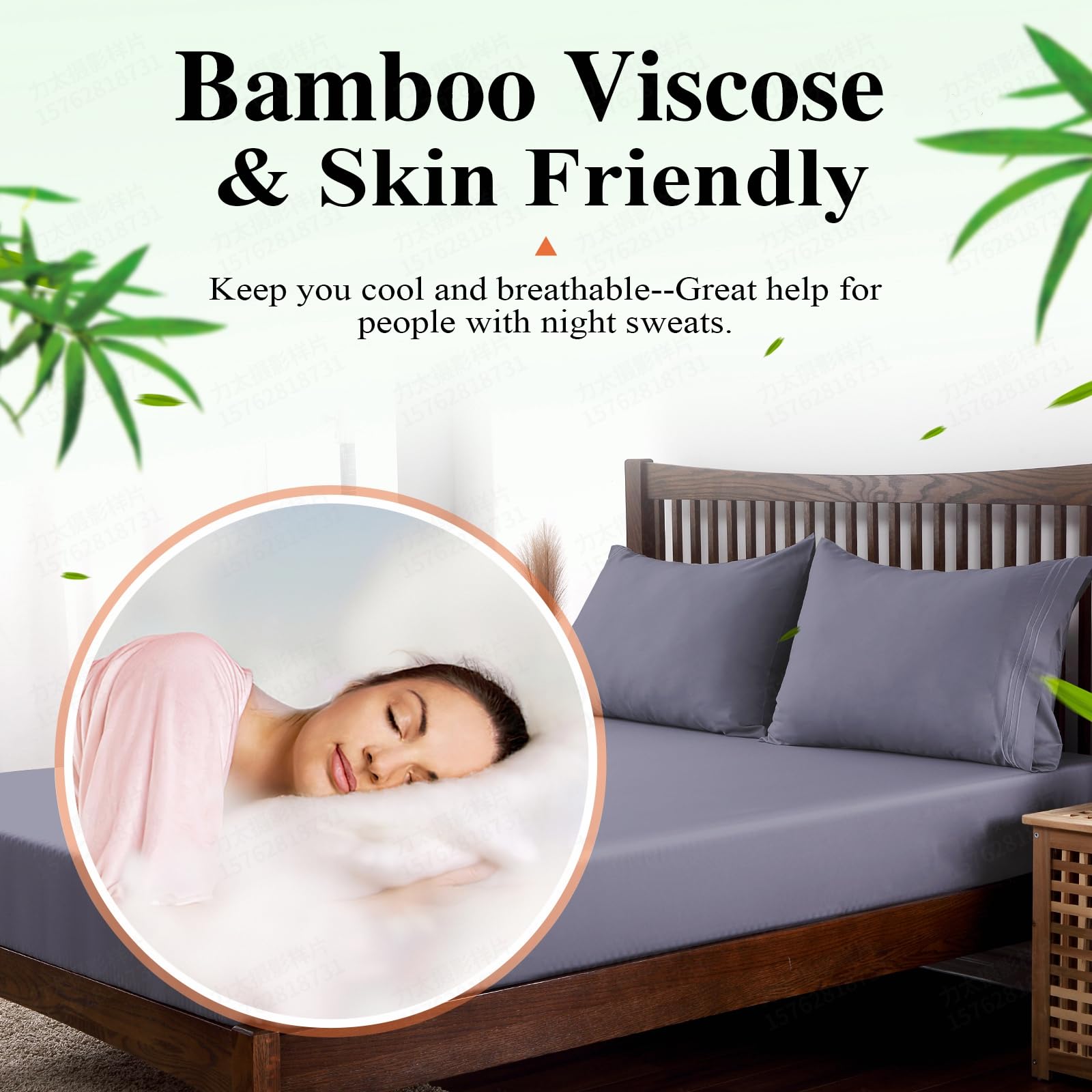 Bamboo Viscose Fitted Sheet 1 Pack King Size Only,400 Thread Count,8-16'' Deep Pocket,Bottom Sheet Colorfast Soft & Silky & Brea