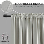 Donren 36 Inch Length Curtain Tiers For Loft - Light Gray Blackout Short Length Curtains For Bathroom(52 Inches Wide,2 Panels)