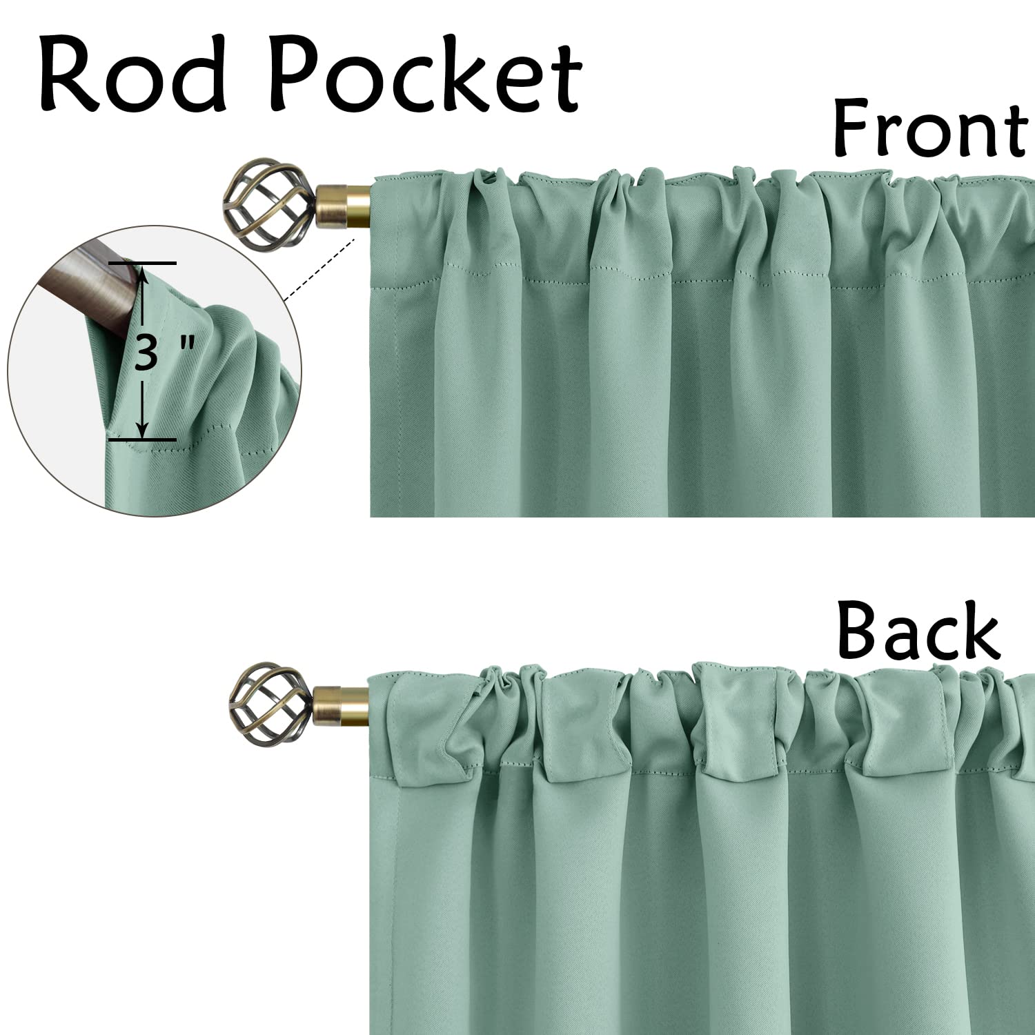 Bgment Window Curtains For Bedroom - 72 Inch Rod Pocket And Back Tab Thermal Insulated Room Darkening Curtains For Living Room, 2 Curtain Panels (42 X 72 Inch, Frosty Green)