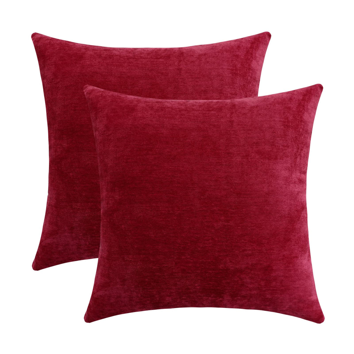 Jeneoo Decorative Bright Red Throw Pillow Covers Rustic Farmhouse Super Soft Square Chenille Comfy Solid Santa Cushion Couch Cas