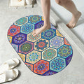ANSHMJIMN AntiSlip Bath Mat | Colorful Hexagon Tile Design | Ultra Soft & Super Absorbent | Quick Dry Bathroom Rug with NonSki