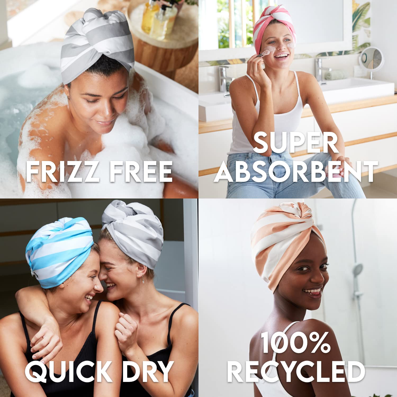 Dock & Bay Turban Hair Towel - For Home & The Beach - Super Absorbent, Quick Dry - Positano Peach, One Size