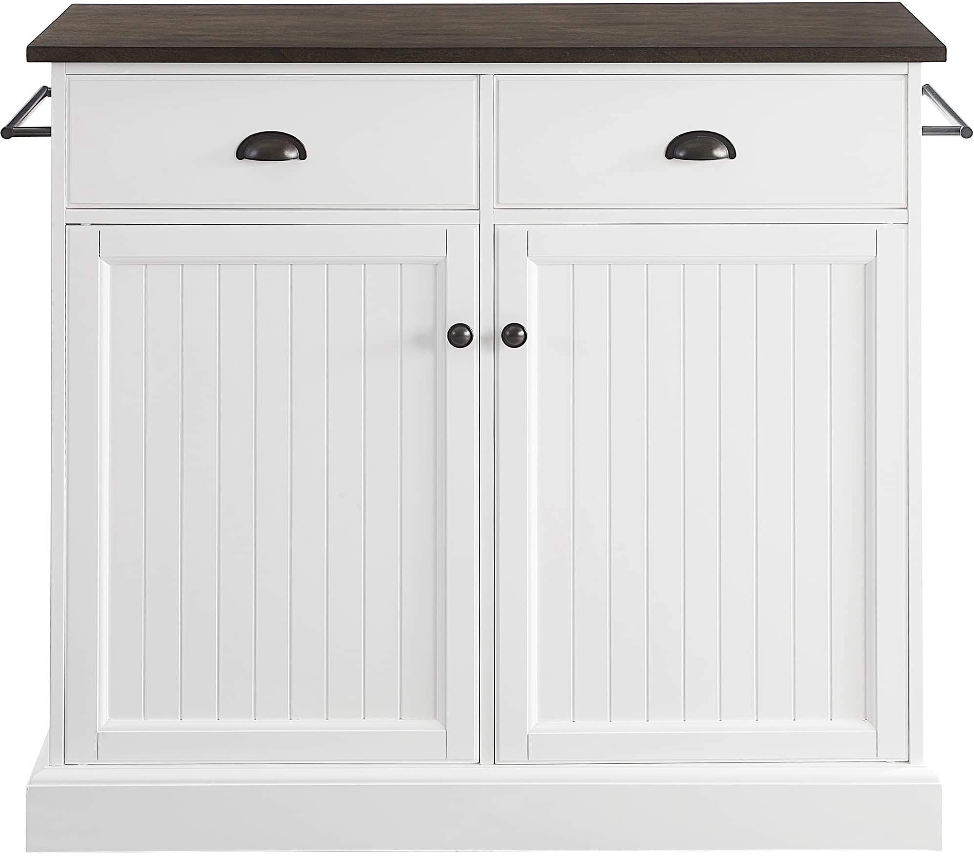 Crosley Furniture Shoreline Kitchen Island, Microwave Stand, Coffee Bar, with Shelves and Drawers, White