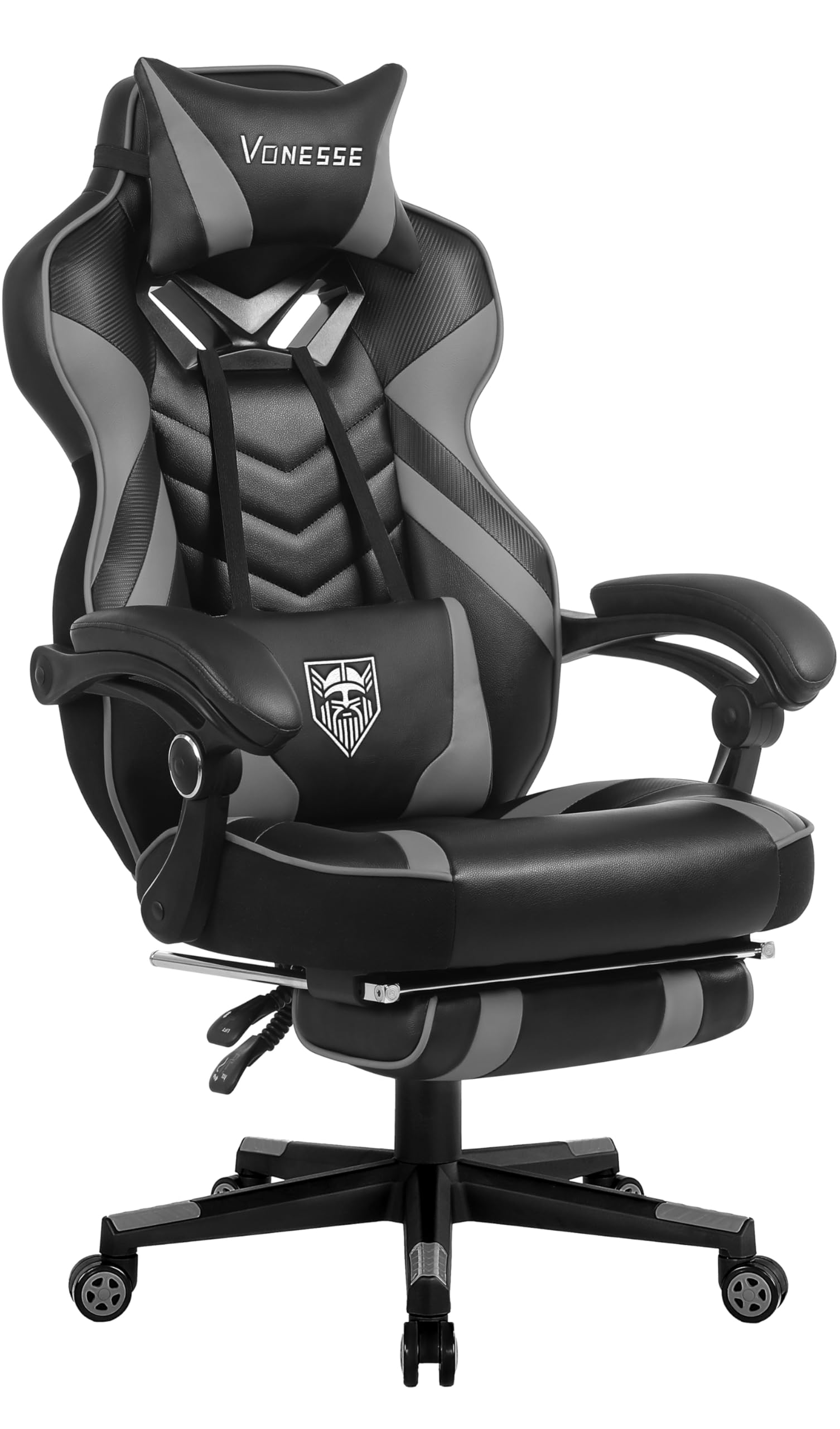 Vonesse Gaming Chair for Adults,Computer Chair with High Back,Big and Tall Gaming Chairs with Footrest and Massage,Reclining Gam