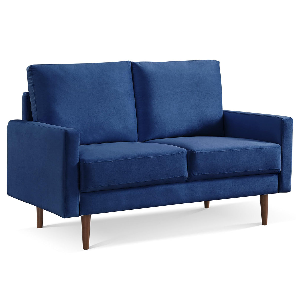 American Furniture Classics Blue 57 Inch Wide Upholstered Two Cushion Loveseat with Square Arms Velvet, 57&quot; x 32&quot; x 37&quot;