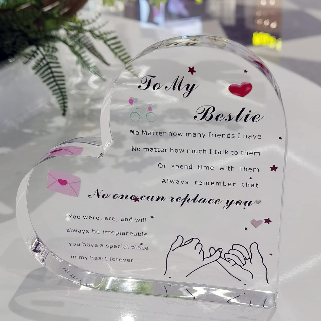 Acrylic Heart Gift For Bestie Inspirational Quotes Table Decor Sign Acrylic Paperweight Birthday Gifts New Year Present Back To