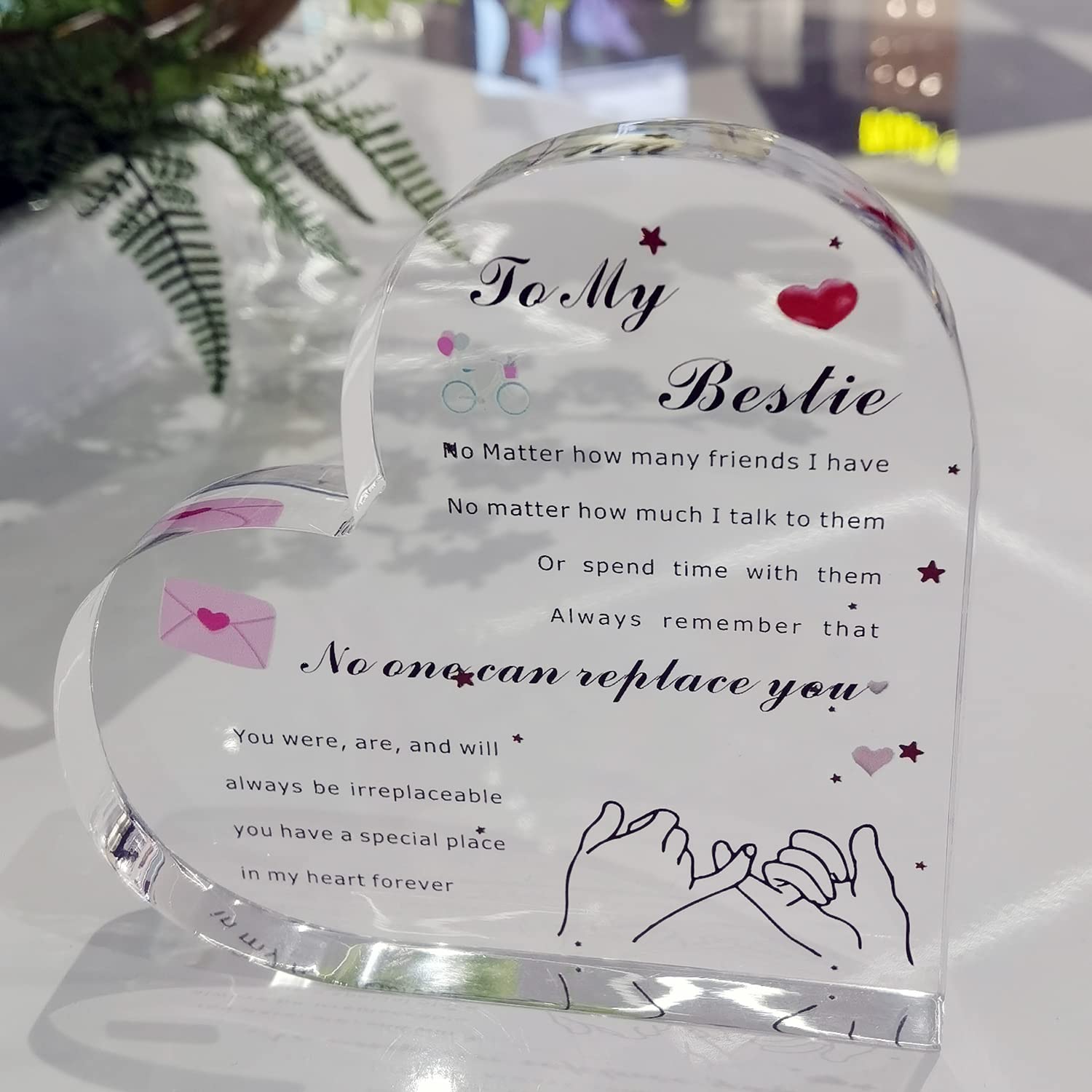 Acrylic Heart Gift For Bestie Inspirational Quotes Table Decor Sign Acrylic Paperweight Birthday Gifts New Year Present Back To
