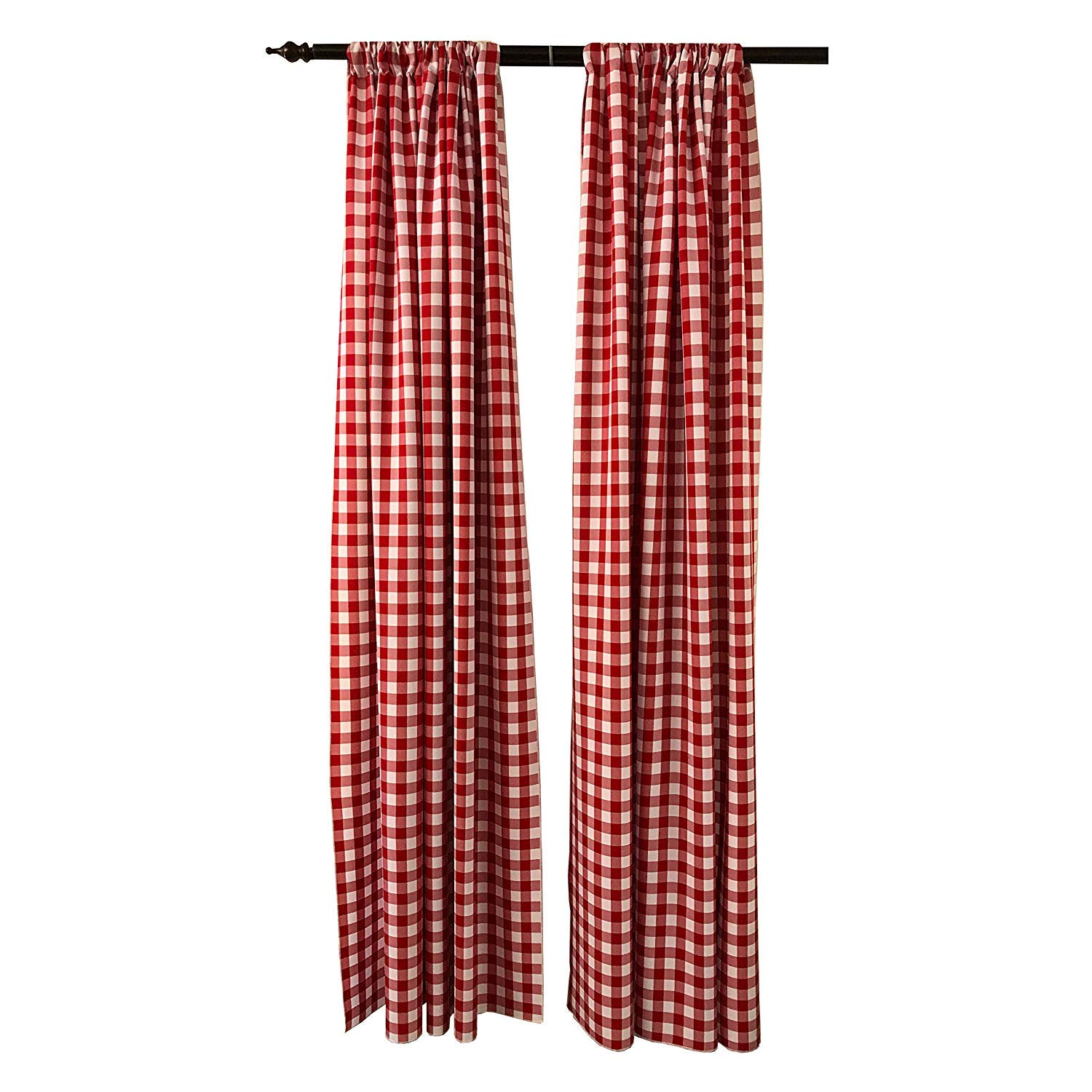 ArtOFabric Checkered Polyester Gingham Curtain Panel (Set of 2) RED (58 X 84 Inch)