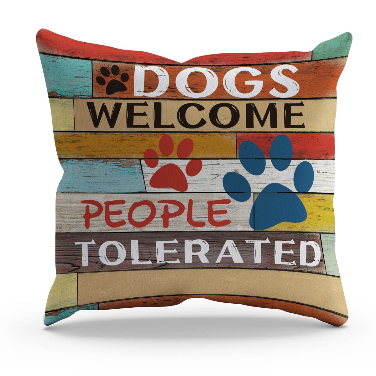 Bxfahzj Funny Dogs Welcome People Tolerated Throw Pillow Cover Pillowcase Dog Theme 18X18 Inch Decor For Sofa Bed Couch,Gifts Fo