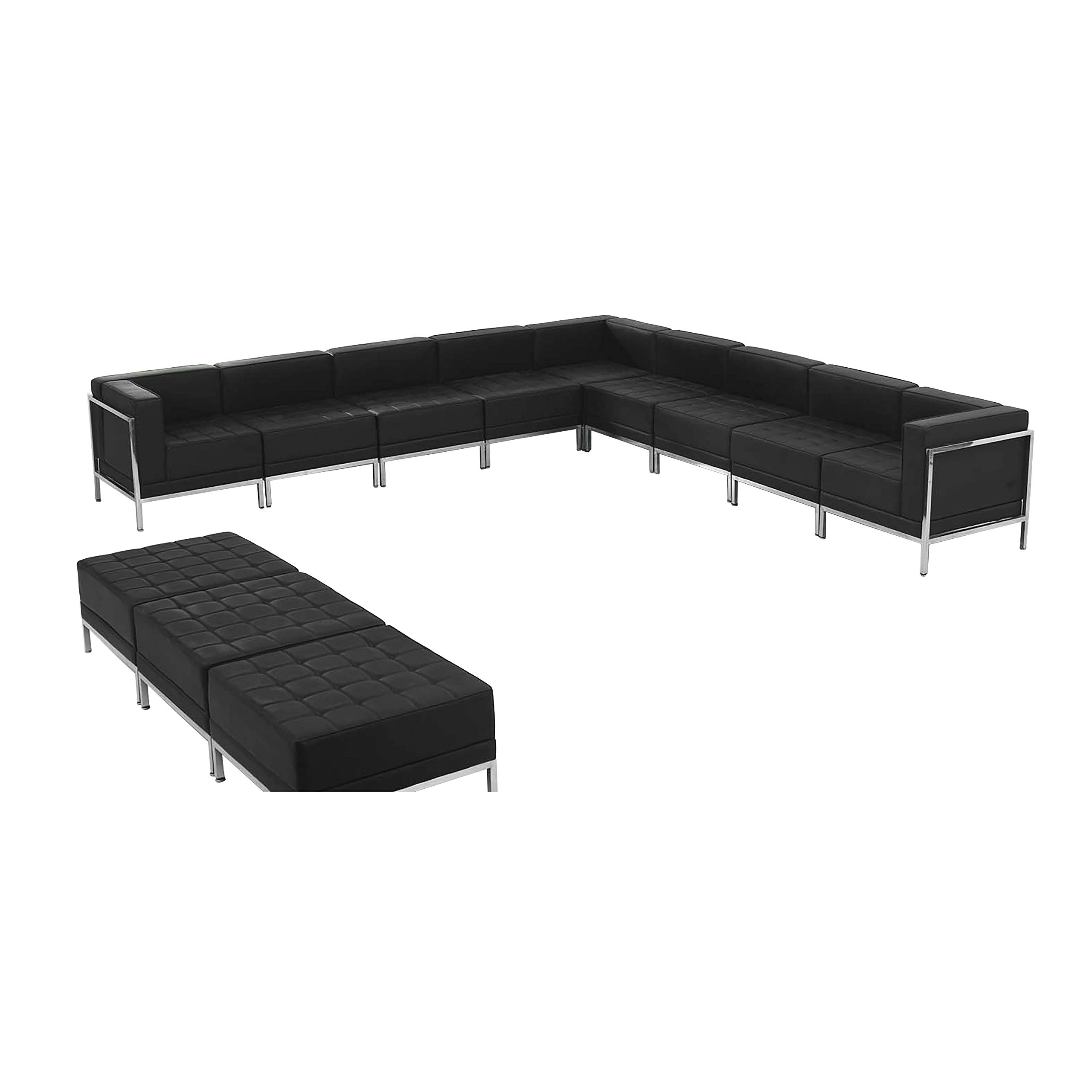 Flash Furniture HERCULES Imagination Series Black LeatherSoft Sectional & Ottoman Set, 12 Pieces