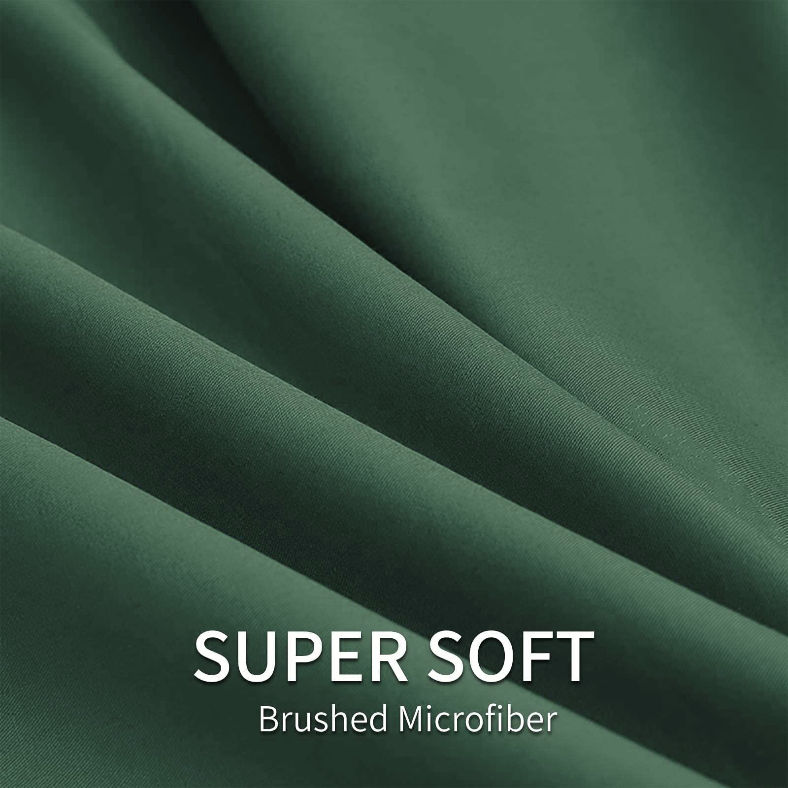 Easehome Dark Green Twin Size Bed Sheet Set For Boys Teens - Deep Pocket Sheets King Size Set To 18 Inches Mattress 3 Piece - Pr