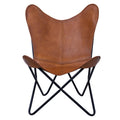 Leather Butterfly Chair Tan Leather Butterfly Chair Living Room Chair Leather Chair With Black Metal Base (Iron Frame With Tan Cover)