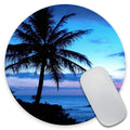 Amcove Tropical Paradise Ocean Beach Scene With Palm Trees Mouse Pad,Anti Slip Rubber Round Mousepads Desktop Notebook Mouse Mat
